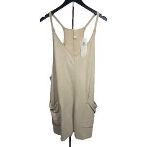 Mono B Romper Women’s Sz L Racer Back Sleeveless Shorts 100% Cotton NWT